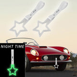 5-Star Glow-in-the-Dark JDM Tsurikawa Drift Handle Strap – Universal Car Interior Hanging Charm, White Ring & White PVC X2