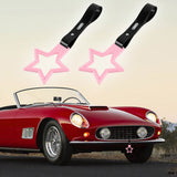 5-Star JDM Tsurikawa Drift Handle Strap – Universal Car Interior Hanging Charm, Pink Ring & Black PVC X2
