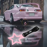 5-Star JDM Tsurikawa Drift Handle Strap – Universal Car Interior Hanging Charm, Pink Ring & Black PVC X1