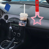 5-Star JDM Tsurikawa Drift Handle Strap – Universal Car Interior Hanging Charm, Pink Ring & Red PVC X2
