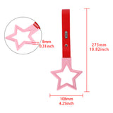 5-Star JDM Tsurikawa Drift Handle Strap – Universal Car Interior Hanging Charm, Pink Ring & Red PVC X2