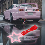 5-Star JDM Tsurikawa Drift Handle Strap – Universal Car Interior Hanging Charm, Pink Ring & Red PVC X1