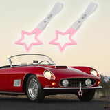 5-Star JDM Tsurikawa Drift Handle Strap – Universal Car Interior Hanging Charm, Pink Ring & White PVC X2