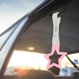 5-Star JDM Tsurikawa Drift Handle Strap – Universal Car Interior Hanging Charm, Pink Ring & White PVC X2