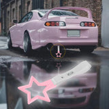 5-Star JDM Tsurikawa Drift Handle Strap – Universal Car Interior Hanging Charm, Pink Ring & White PVC X1