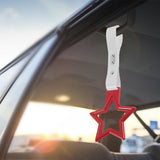5-Star JDM Tsurikawa Drift Handle Strap – Universal Car Interior Hanging Charm, Red Ring & White PVC X2