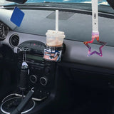 5-Star JDM Tsurikawa Drift Handle Strap – Universal Car Interior Hanging Charm, Galaxy Ring & White PVC X2