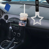 5-Star JDM Tsurikawa Drift Handle Strap – Universal Car Interior Hanging Charm, White Ring & Black PVC X1