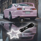 5-Star JDM Tsurikawa Drift Handle Strap – Universal Car Interior Hanging Charm, White Ring & Black PVC X1
