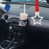 5-Star JDM Tsurikawa Drift Handle Strap – Universal Car Interior Hanging Charm, White Ring & Red PVC X2