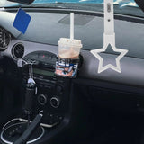 5-Star JDM Tsurikawa Drift Handle Strap – Universal Car Interior Hanging Charm, White Ring & White PVC X2