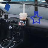 5-Star JDM Tsurikawa Drift Handle Strap – Universal Car Interior Hanging Charm, Blue Ring & Carbon Fiber Pattern PVC X2