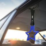 5-Star JDM Tsurikawa Drift Handle Strap – Universal Car Interior Hanging Charm, Blue Ring & Carbon Fiber Pattern PVC X2