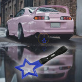5-Star JDM Tsurikawa Drift Handle Strap – Universal Car Interior Hanging Charm, Blue Ring & Carbon Fiber Pattern PVC X1