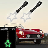 5-Star Glow-in-the-Dark JDM Tsurikawa Drift Handle Strap – Universal Car Interior Hanging Charm, White Ring & Carbon Fiber Pattern PVC X2