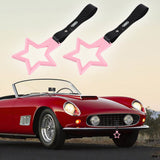 5-Star JDM Tsurikawa Drift Handle Strap – Universal Car Interior Hanging Charm, Pink Ring & Carbon Fiber Pattern PVC X2
