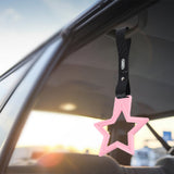 5-Star JDM Tsurikawa Drift Handle Strap – Universal Car Interior Hanging Charm, Pink Ring & Carbon Fiber Pattern PVC X1