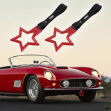 5-Star JDM Tsurikawa Drift Handle Strap – Universal Car Interior Hanging Charm, Red Ring & Carbon Fiber Pattern PVC X2