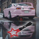 5-Star JDM Tsurikawa Drift Handle Strap – Universal Car Interior Hanging Charm, Red Ring & Carbon Fiber Pattern PVC X1