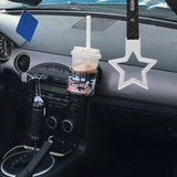 5-Star JDM Tsurikawa Drift Handle Strap – Universal Car Interior Hanging Charm, White Ring & Carbon Fiber Pattern PVC X2