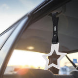 5-Star JDM Tsurikawa Drift Handle Strap – Universal Car Interior Hanging Charm, White Ring & Carbon Fiber Pattern PVC X2