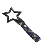5-Star JDM Tsurikawa Drift Subway Train Bus Handle – Universal Car Interior Hanging Charm, Black Ring & Bosozoku Blue Flowers Pattern Retro Nylon Strap X1