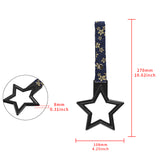 5-Star JDM Tsurikawa Drift Subway Train Bus Handle – Universal Car Interior Hanging Charm, Black Ring & Bosozoku Blue Flowers Pattern Retro Nylon Strap X1