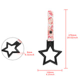 5-Star JDM Tsurikawa Drift Subway Train Bus Handle – Universal Car Interior Hanging Charm, Black Ring & Bosozoku Pink Flowers Pattern Retro Nylon Strap X1