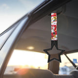 5-Star JDM Tsurikawa Drift Subway Train Bus Handle – Universal Car Interior Hanging Charm, Black Ring & Bosozoku Red Cats Pattern Retro Nylon Strap X1