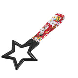 5-Star JDM Tsurikawa Drift Subway Train Bus Handle – Universal Car Interior Hanging Charm, Black Ring & Bosozoku Red Cats Pattern Retro Nylon Strap X1