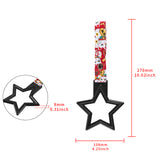 5-Star JDM Tsurikawa Drift Subway Train Bus Handle – Universal Car Interior Hanging Charm, Black Ring & Bosozoku Red Cats Pattern Retro Nylon Strap X1