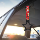 5-Star JDM Tsurikawa Drift Subway Train Bus Handle – Universal Car Interior Hanging Charm, Black Ring & Bosozoku Red Dogs Pattern Retro Nylon Strap X1