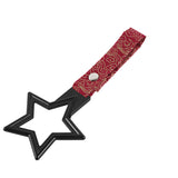 5-Star JDM Tsurikawa Drift Subway Train Bus Handle – Universal Car Interior Hanging Charm, Black Ring & Bosozoku Red Clouds Pattern Retro Nylon Strap X1