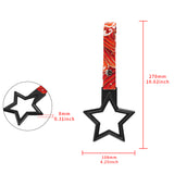 5-Star JDM Tsurikawa Drift Subway Train Bus Handle – Universal Car Interior Hanging Charm, Black Ring & Bosozoku Red Waves Pattern Retro Nylon Strap X1