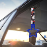 5-Star JDM Tsurikawa Drift Subway Train Bus Handle – Universal Car Interior Hanging Charm, Blue Ring & Bosozoku Black Cats Pattern Retro Nylon Strap X1