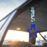 5-Star JDM Tsurikawa Drift Subway Train Bus Handle – Universal Car Interior Hanging Charm, Blue Ring & Bosozoku Blue Waves Pattern Retro Nylon Strap X1