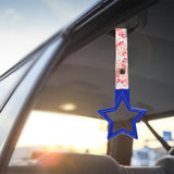 5-Star JDM Tsurikawa Drift Subway Train Bus Handle – Universal Car Interior Hanging Charm, Blue Ring & Bosozoku Pink Flowers Pattern Retro Nylon Strap X1