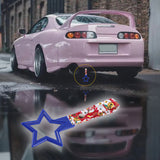 5-Star JDM Tsurikawa Drift Subway Train Bus Handle – Universal Car Interior Hanging Charm, Blue Ring & Bosozoku Red Cats Pattern Retro Nylon Strap X1