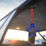 5-Star JDM Tsurikawa Drift Subway Train Bus Handle – Universal Car Interior Hanging Charm, Blue Ring & Bosozoku Red Clouds Pattern Retro Nylon Strap X1