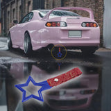 5-Star JDM Tsurikawa Drift Subway Train Bus Handle – Universal Car Interior Hanging Charm, Blue Ring & Bosozoku Red Clouds Pattern Retro Nylon Strap X1