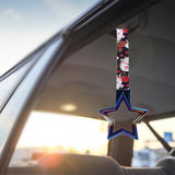 5-Star JDM Tsurikawa Drift Subway Train Bus Handle – Universal Car Interior Hanging Charm, Burnt Blue Ring & Bosozoku Black Cats Pattern Retro Nylon Strap X1
