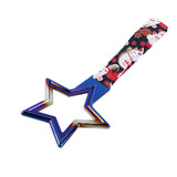 5-Star JDM Tsurikawa Drift Subway Train Bus Handle – Universal Car Interior Hanging Charm, Burnt Blue Ring & Bosozoku Black Cats Pattern Retro Nylon Strap X1