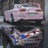5-Star JDM Tsurikawa Drift Subway Train Bus Handle – Universal Car Interior Hanging Charm, Burnt Blue Ring & Bosozoku Black Cats Pattern Retro Nylon Strap X1