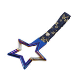 5-Star JDM Tsurikawa Drift Subway Train Bus Handle – Universal Car Interior Hanging Charm, Burnt Blue Ring & Bosozoku Blue Flowers Pattern Retro Nylon Strap X1