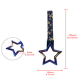 5-Star JDM Tsurikawa Drift Subway Train Bus Handle – Universal Car Interior Hanging Charm, Burnt Blue Ring & Bosozoku Blue Flowers Pattern Retro Nylon Strap X1