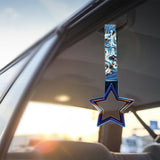 5-Star JDM Tsurikawa Drift Subway Train Bus Handle – Universal Car Interior Hanging Charm, Burnt Blue Ring & Bosozoku Blue Waves Pattern Retro Nylon Strap X1
