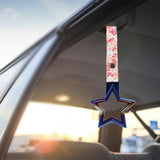 5-Star JDM Tsurikawa Drift Subway Train Bus Handle – Universal Car Interior Hanging Charm, Burnt Blue Ring & Bosozoku Pink Flowers Pattern Retro Nylon Strap X1