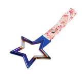 5-Star JDM Tsurikawa Drift Subway Train Bus Handle – Universal Car Interior Hanging Charm, Burnt Blue Ring & Bosozoku Pink Flowers Pattern Retro Nylon Strap X1