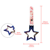 5-Star JDM Tsurikawa Drift Subway Train Bus Handle – Universal Car Interior Hanging Charm, Burnt Blue Ring & Bosozoku Pink Flowers Pattern Retro Nylon Strap X1
