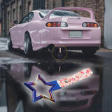 5-Star JDM Tsurikawa Drift Subway Train Bus Handle – Universal Car Interior Hanging Charm, Burnt Blue Ring & Bosozoku Pink Flowers Pattern Retro Nylon Strap X1